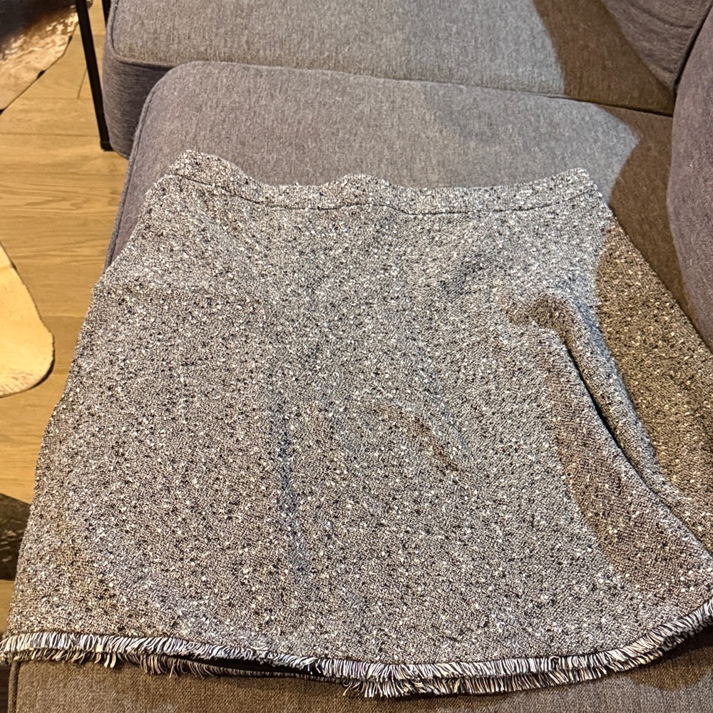 Textured Gray Tweed Mini Skirt